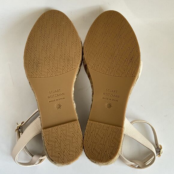 Stuart Weitzman Sandals 7M Ivory Playa Knot 60 Napa Leather Espadrille Wedge - Picture 10 of 12